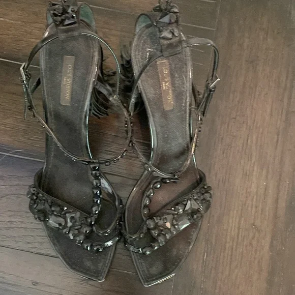 Louis Vuitton  Black Beaded Women's Sandals - Picture 8 of 11